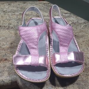 Alegria By PG Lite Metallic Pink Open Toe Sandals Size EU37 / US 7-7.5
